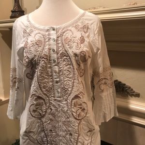 Full cut embroidered top
